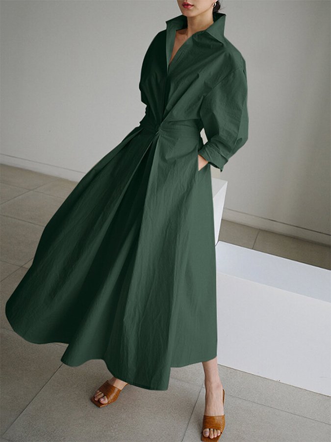 Brynn - A-Linijos Suknelė su Polo Apykakle" can be rewritten as "Brynn - A-Line Dress with Polo Collar.