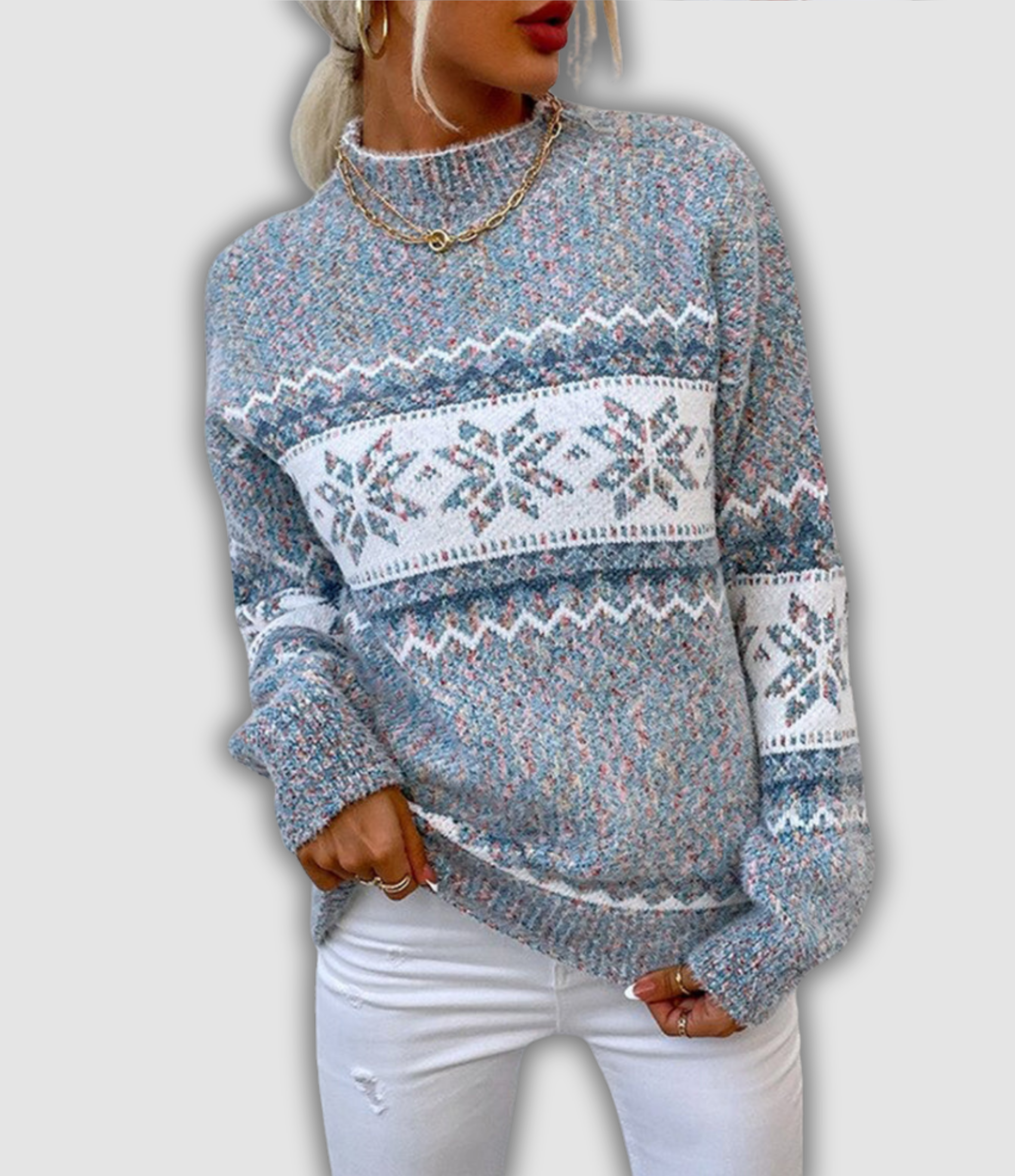 Anna | Arctic Blue Cozy Knit Sweater for Winter