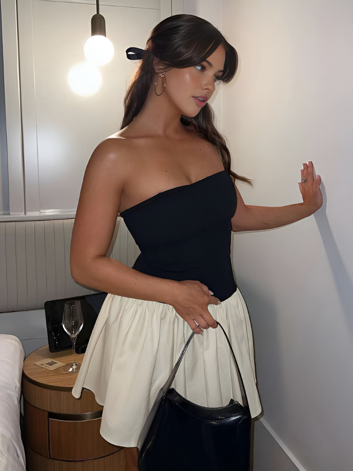 Elegantiška trumpa rožinė suknelė