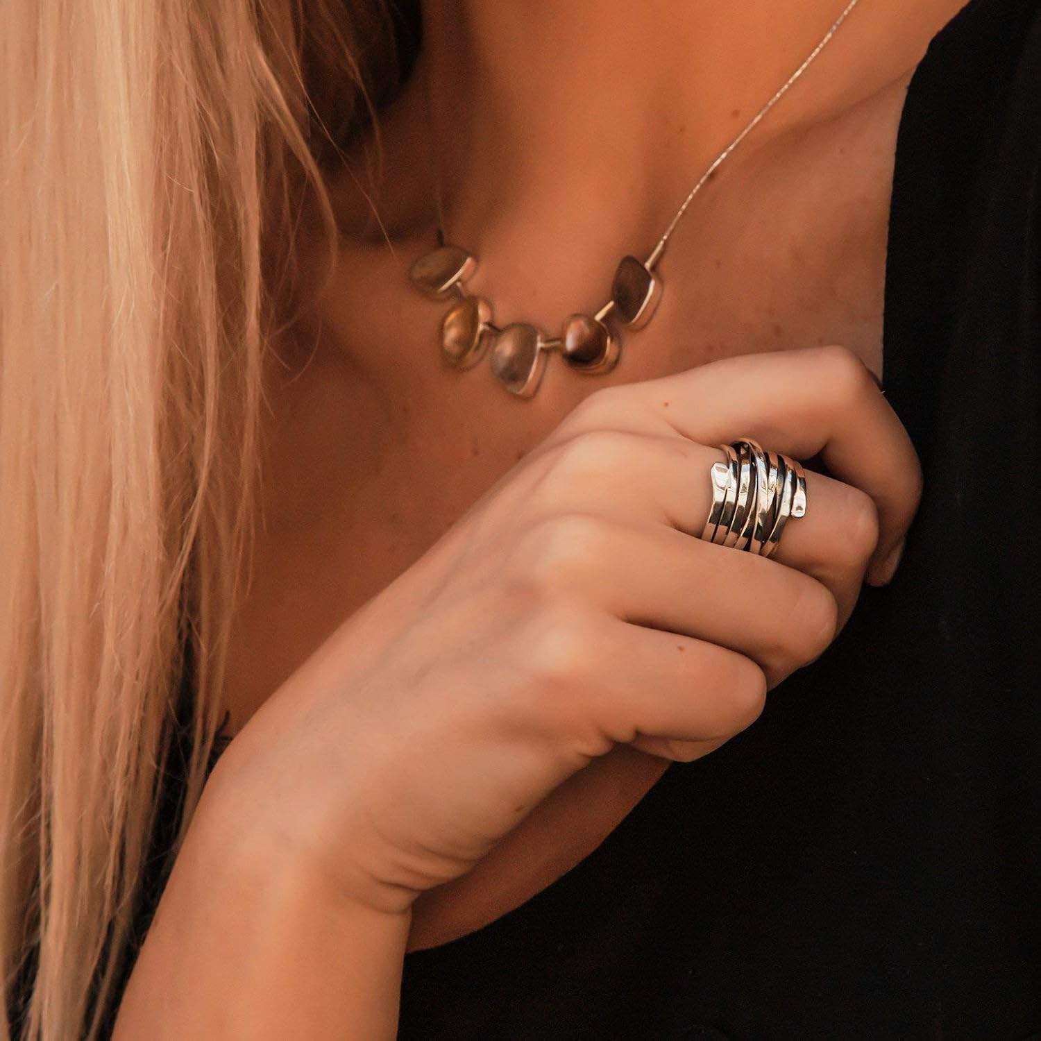Gretos - Vintage Thick Layer Silver Ring