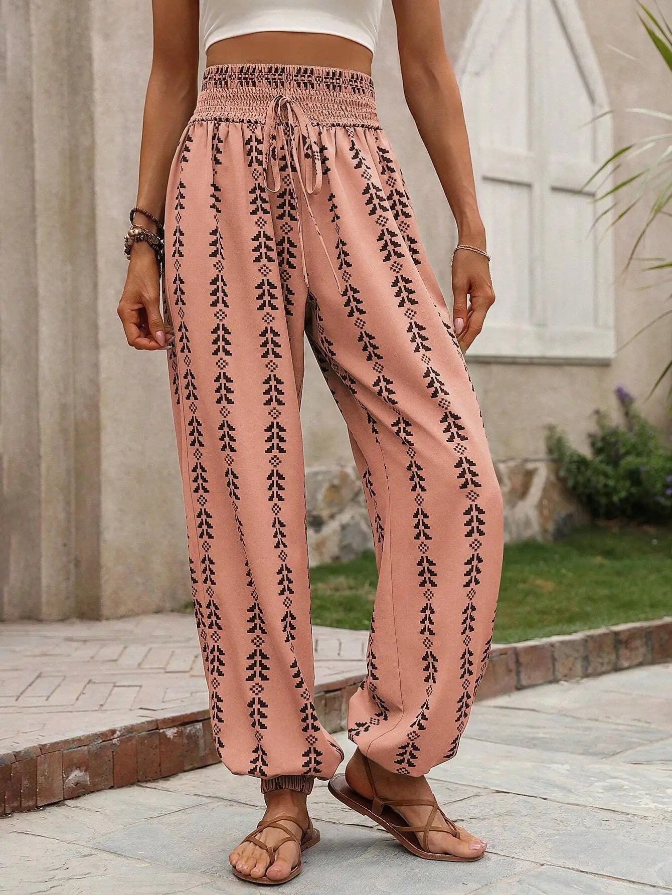 Iris | Lengvos boho kelnės su elastine juosta