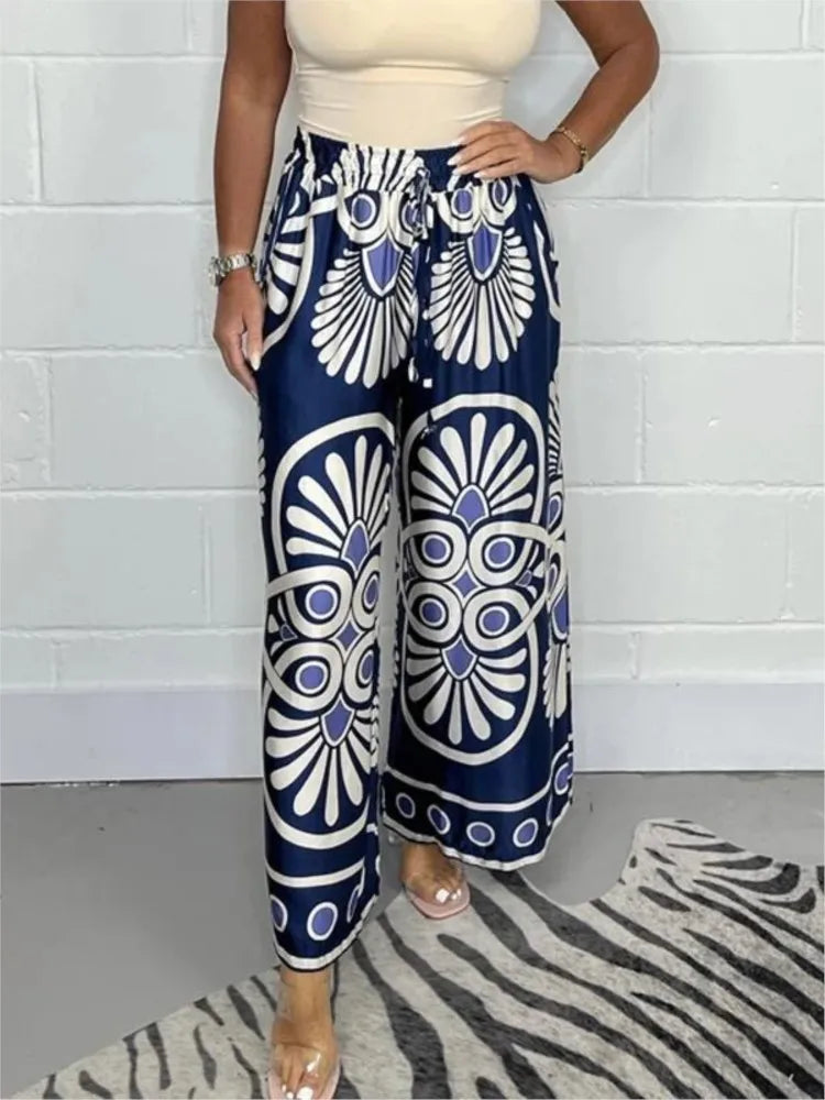 Casandra | Elegantiški Boho kelnės su plačiomis kojomis