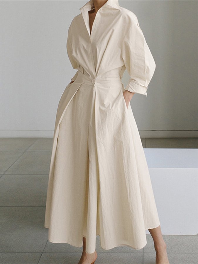 Brynn - A-Linijos Suknelė su Polo Apykakle" can be rewritten as "Brynn - A-Line Dress with Polo Collar.