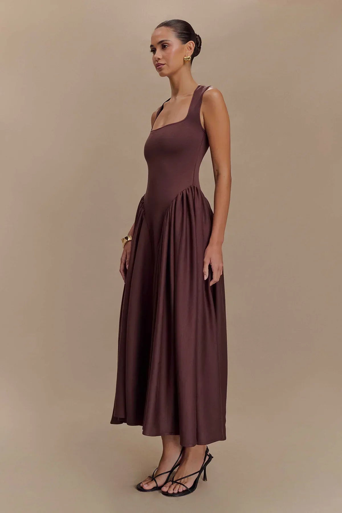Serena Midi Dress - Cocoa Brown