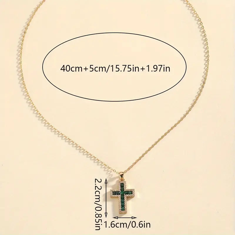 Collier Solene avec Croix en Émeraude