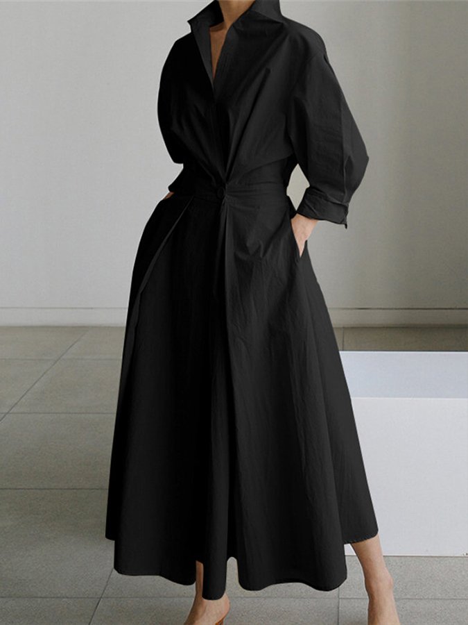 Brynn - A-Linijos Suknelė su Polo Apykakle" can be rewritten as "Brynn - A-Line Dress with Polo Collar.