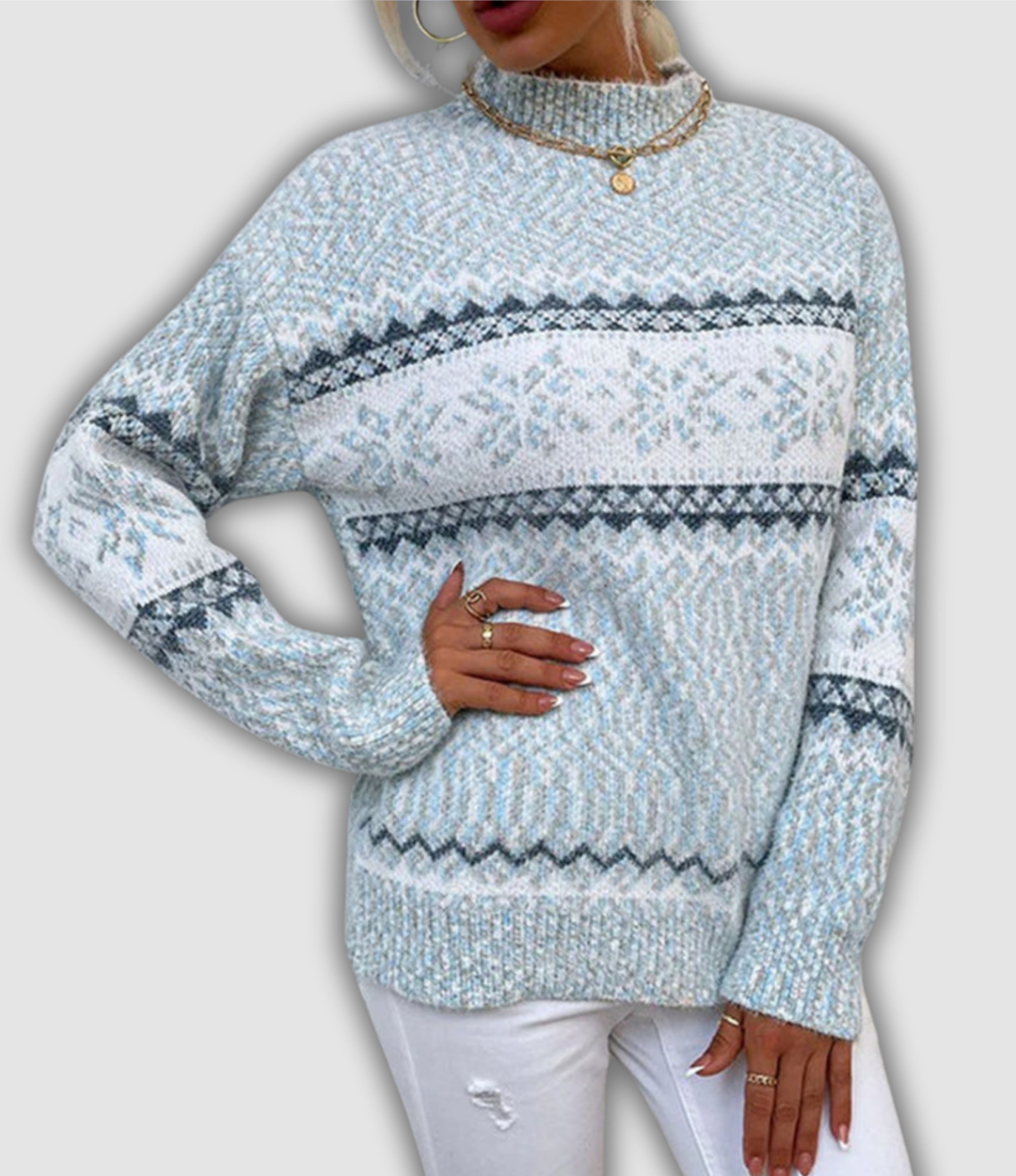 Anna | Arctic Blue Cozy Knit Sweater for Winter