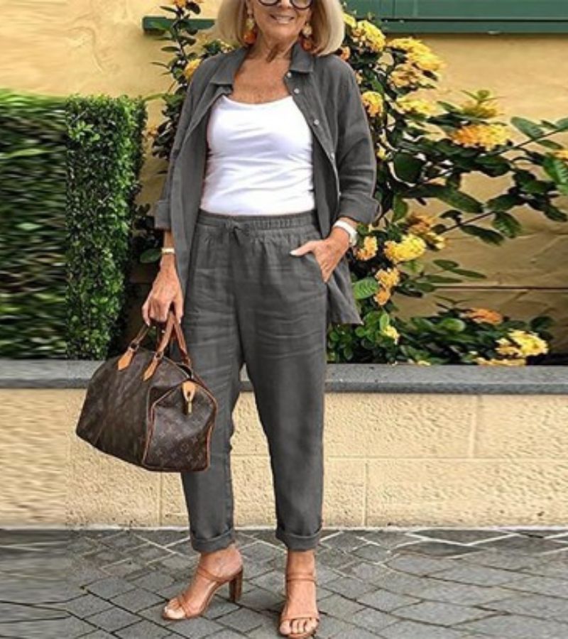 Martina - Komplektas Marškinių ir Kelnių iš Lino bei Medvilnės