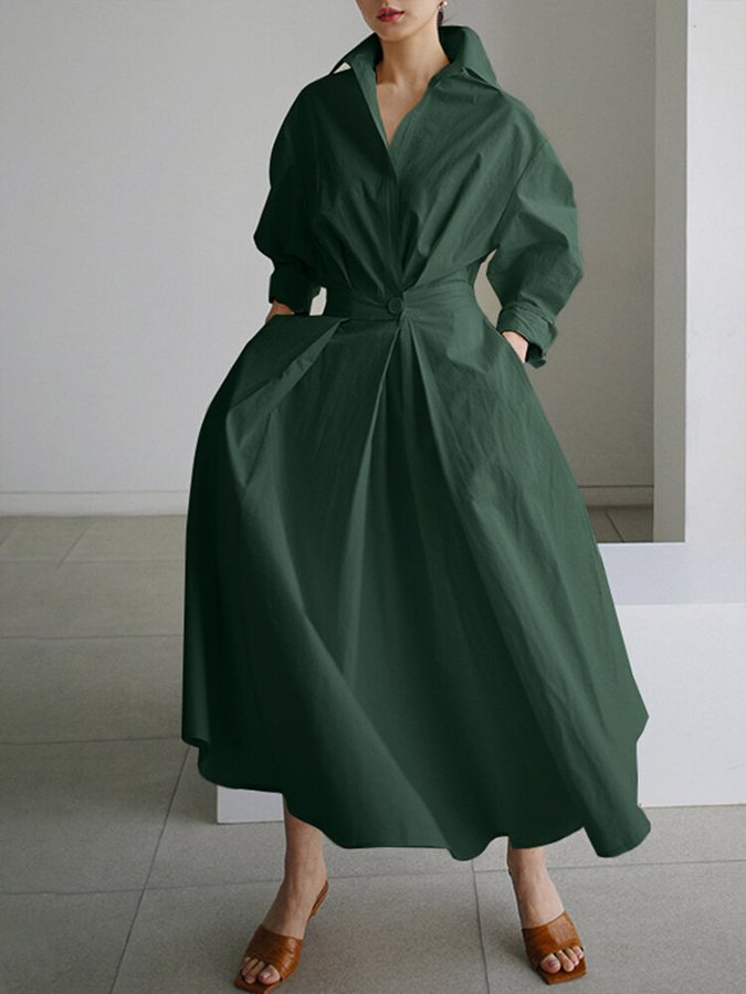 Brynn - A-Linijos Suknelė su Polo Apykakle" can be rewritten as "Brynn - A-Line Dress with Polo Collar.