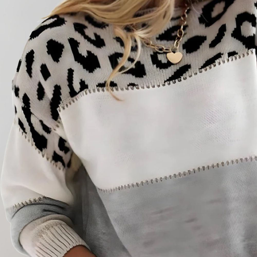 Addison | Stilingas ir Patogus Leopardo Rašto Megztinis