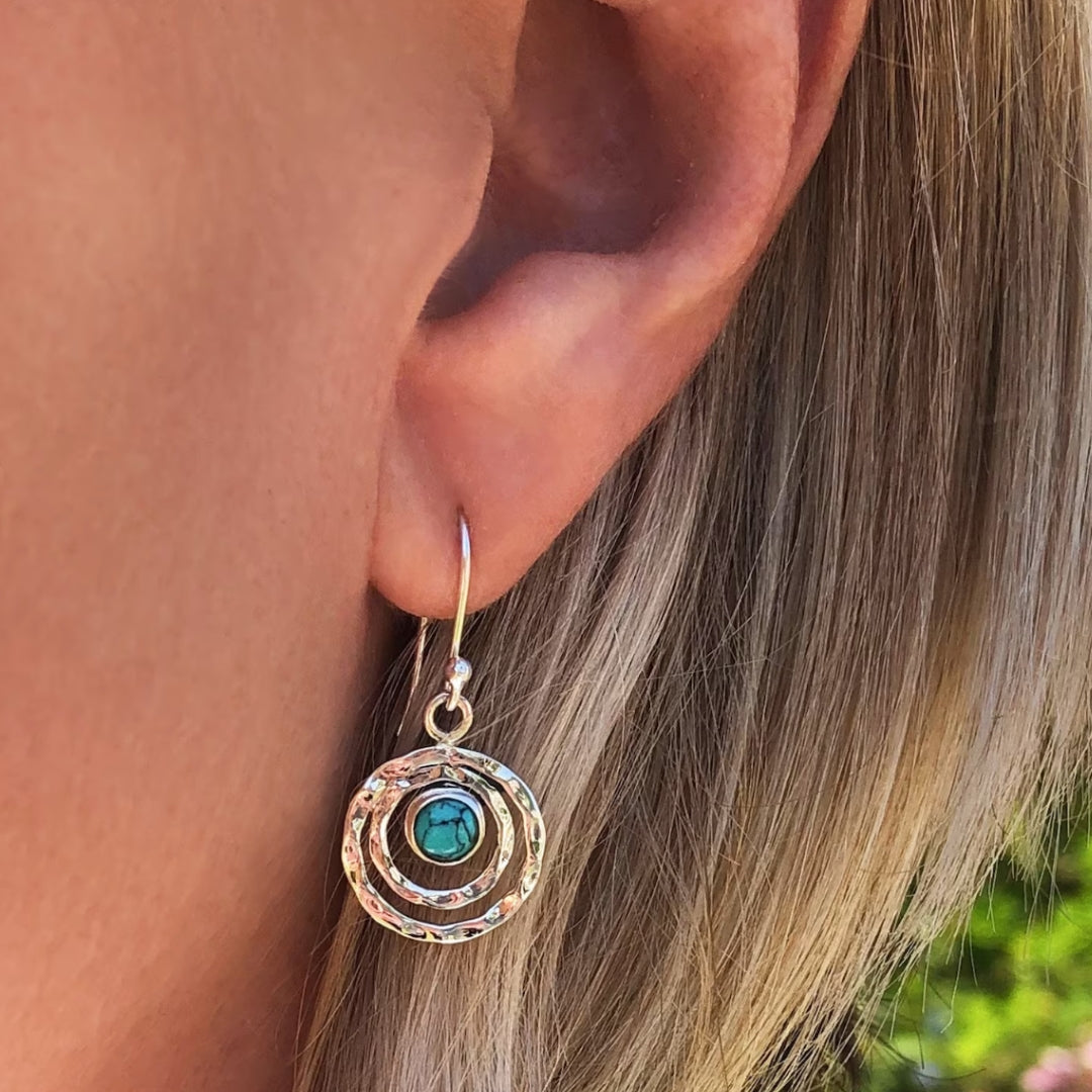 Boho Saturno Auskarai su Turkio Akmeniu
