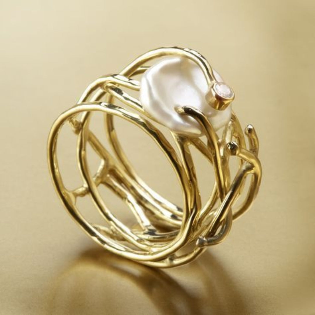 Elegante Gouden Ring met Parel