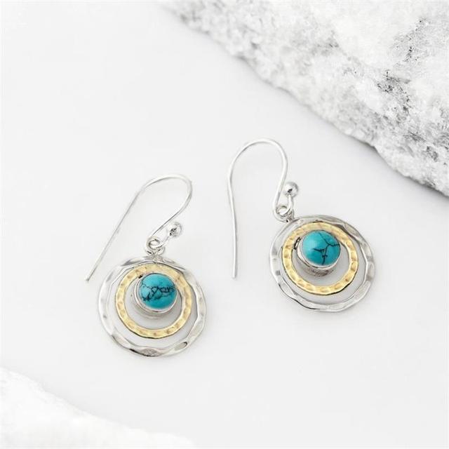 Boho Saturno Auskarai su Turkio Akmeniu