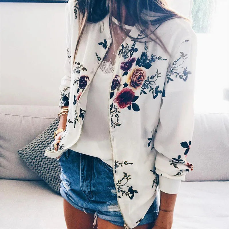 Hazel | Bomber Jacket with Trendy Floral Pattern