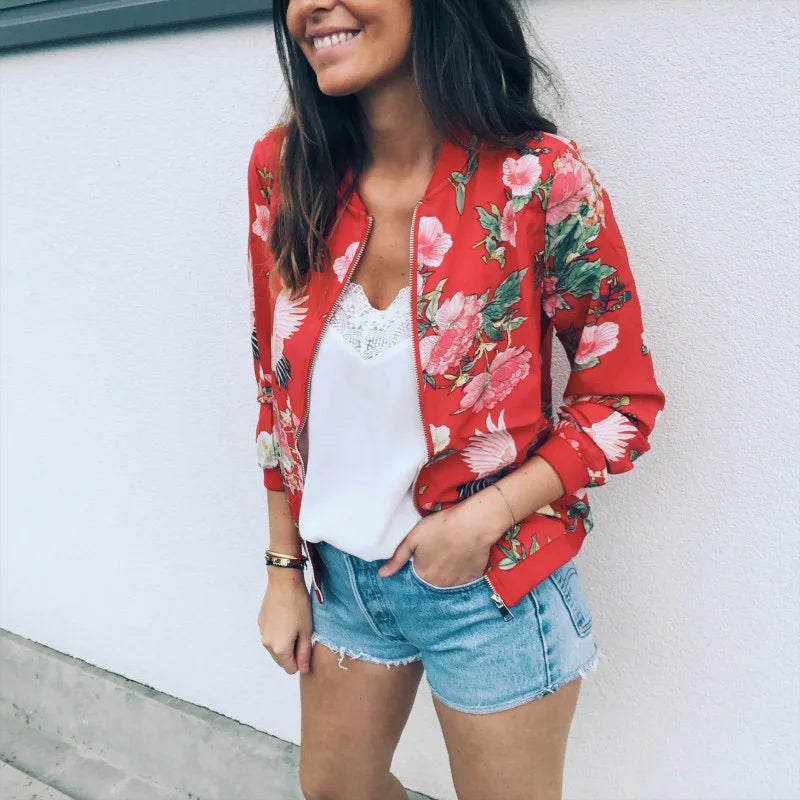 Hazel | Bomber Jacket with Trendy Floral Pattern