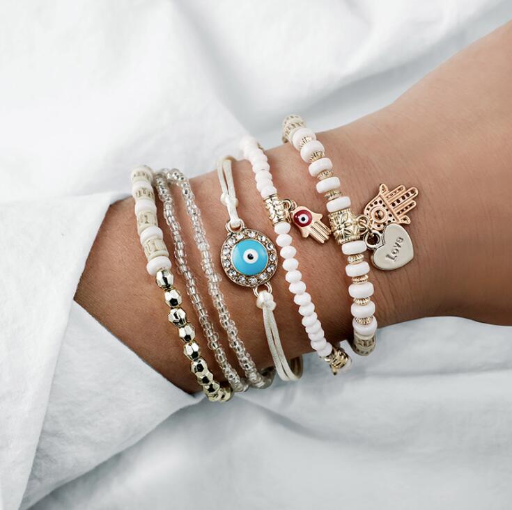 Hamsa Bracelets Set