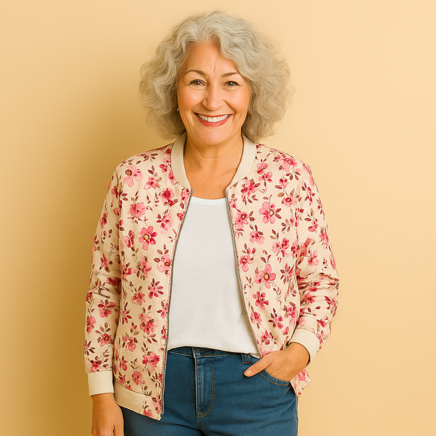 Hazel | Bomber Jacket with Trendy Floral Pattern