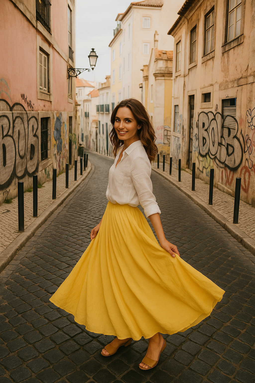 Inessa | Vasaros maxi sijonas su linu