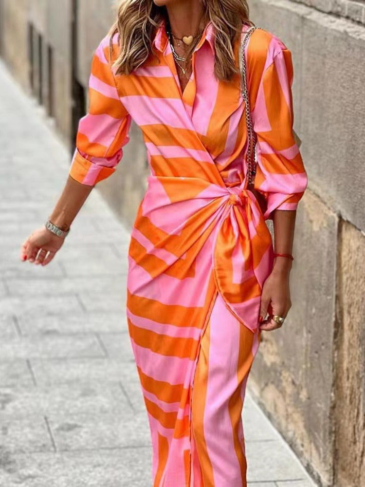 Clarissa | Striped Midi Chemise Dress