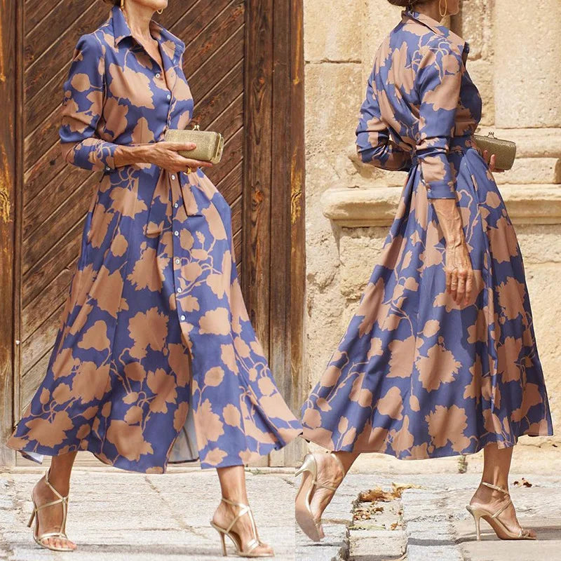 Floriza - Klasikinė Chemisier Suknelė" can be rewritten as "Floriza - Classic Chemisier Dress.