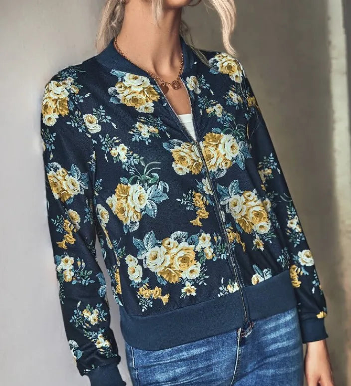 Hazel | Bomber Jacket with Trendy Floral Pattern