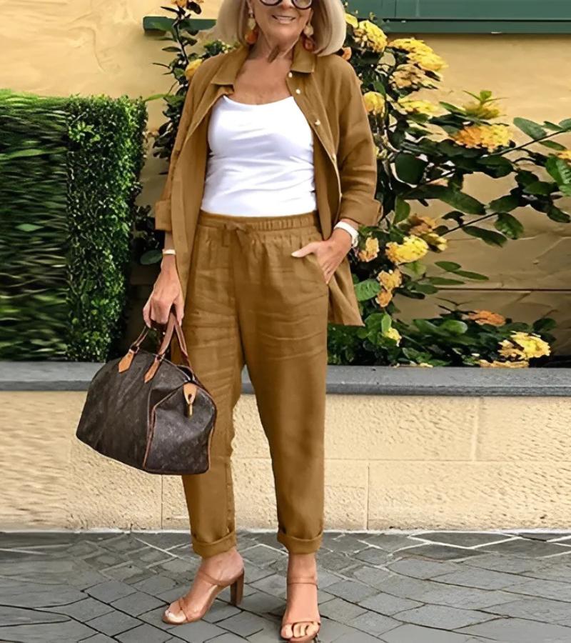 Martina - Komplektas Marškinių ir Kelnių iš Lino bei Medvilnės