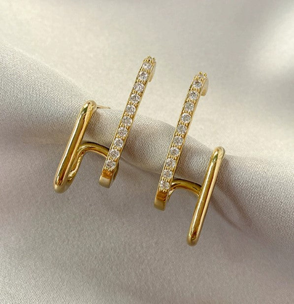 18K Gold Earrings with Crystals