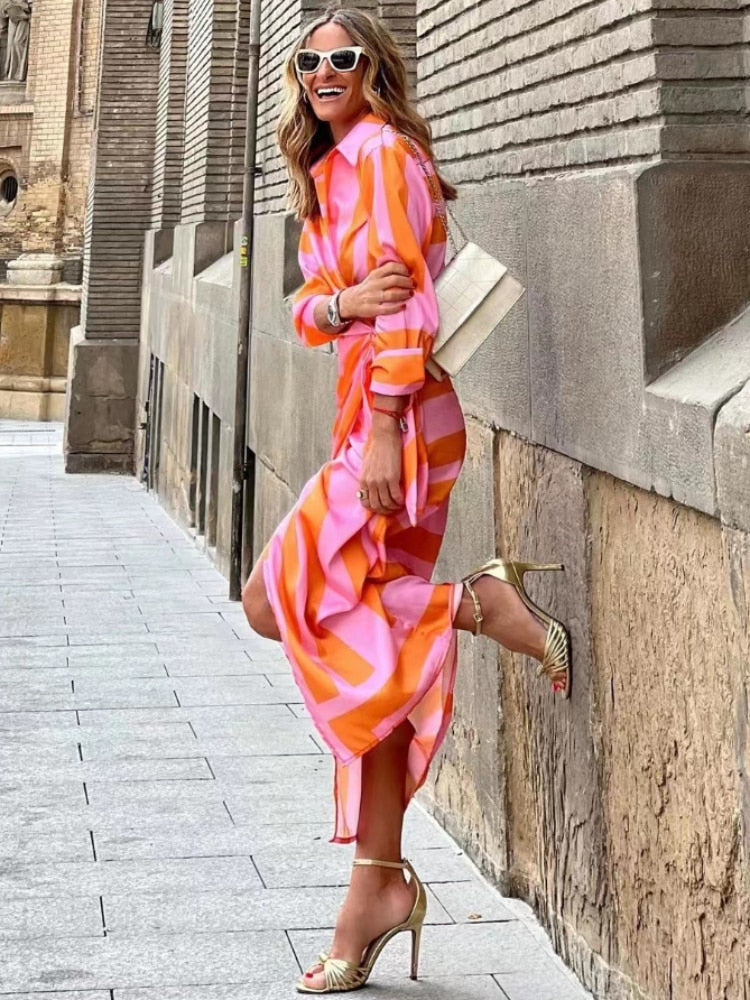 Clarissa | Striped Midi Chemise Dress
