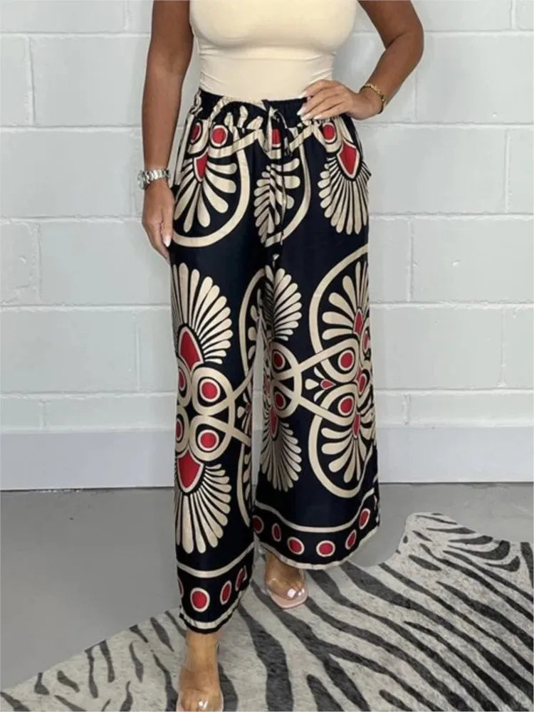 Casandra | Elegantiški Boho kelnės su plačiomis kojomis
