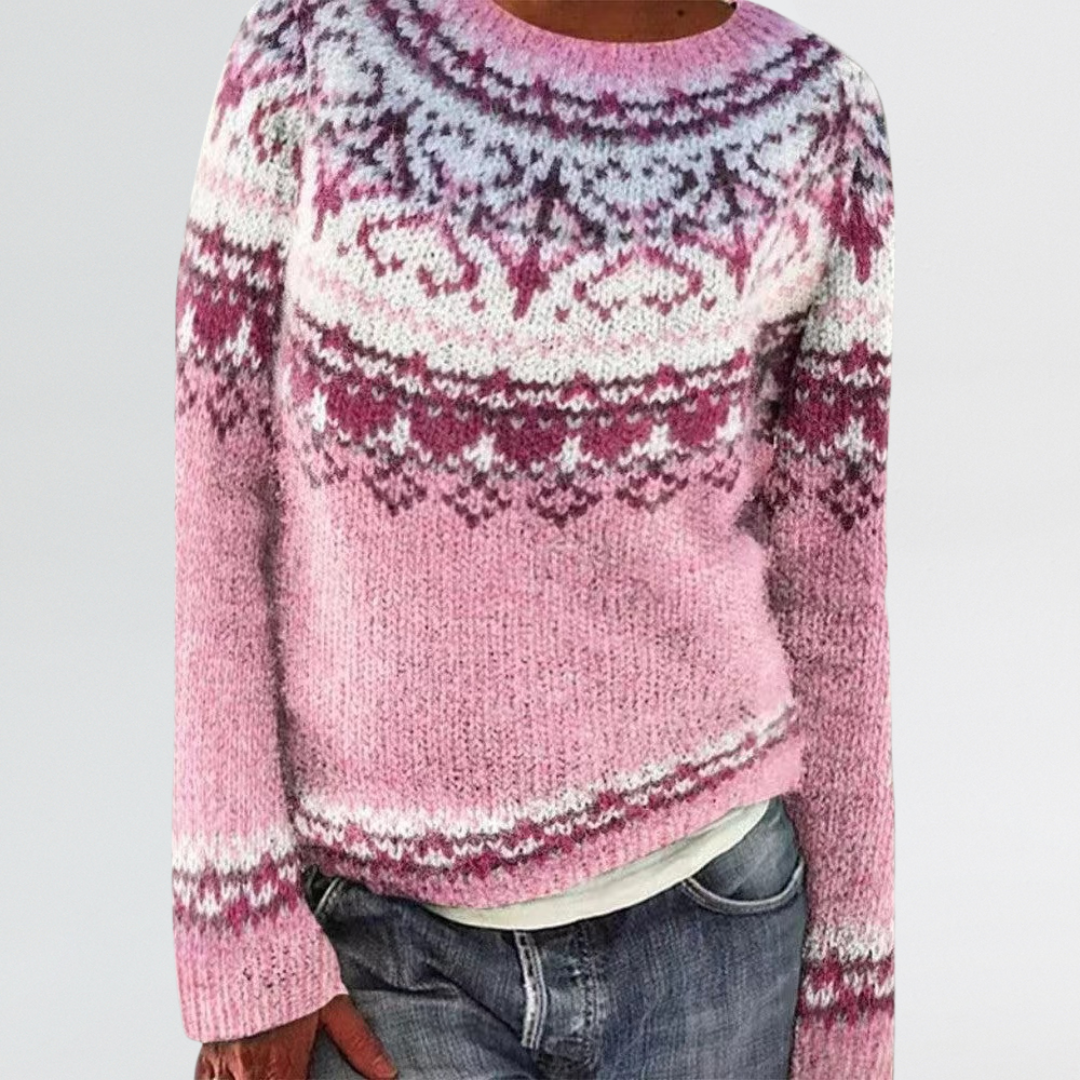 Freja | Pink Nordic Fair Isle Sweater