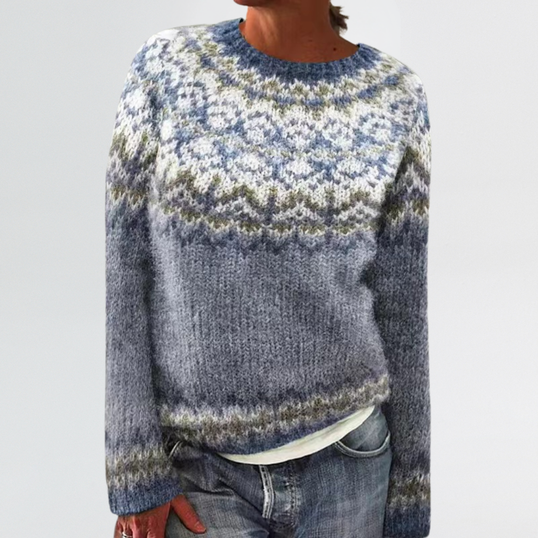 Ingrid | Vintage Islandijos Mėlynas Yoke Puloveris