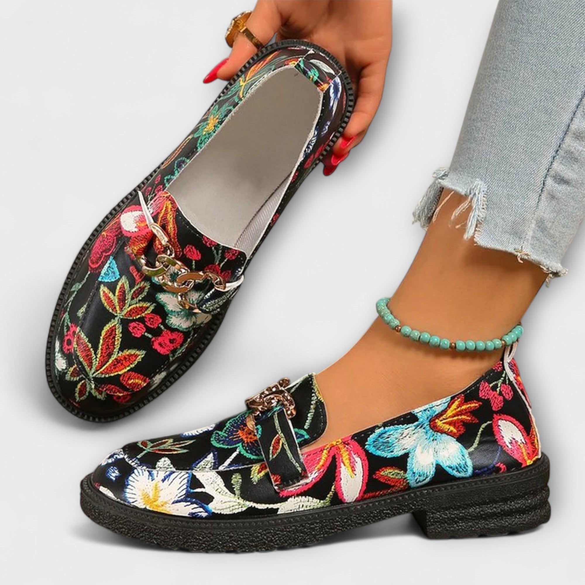 Orla – Multicolor Floral Pattern Loafers